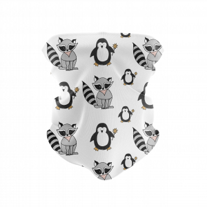 Penguins and Raccoons Reusable Neck Gaiter and Face Shield