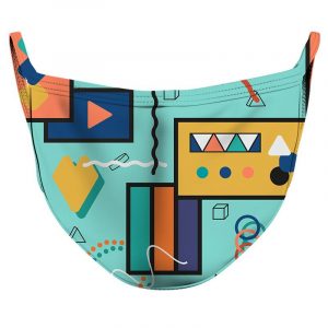 Aqua Abstract Reusable Double Layer Cloth Face Mask and Covering