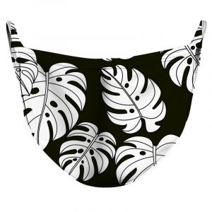 Black & White Leaves Reusable Double Layer Cloth Face Mask and Covering