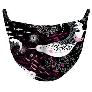 Black & White Under the Sea Reusable Double Layer Cloth Face Mask and Covering