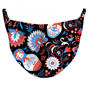 Blue & Red Matryoshka Reusable Double Layer Cloth Face Mask and Covering