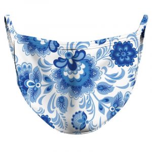 Blue & White Blossom Reusable Double Layer Cloth Face Mask and Covering