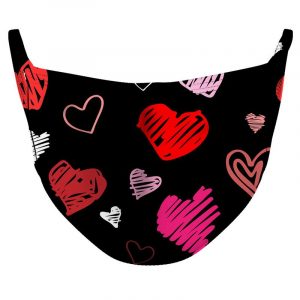 Doodle Hearts Reusable Double Layer Cloth Face Mask and Covering