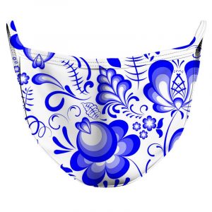 Electric Blue Blossom Reusable Double Layer Cloth Face Mask and Covering