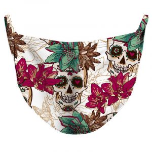 Feminine Skull Reusable Double Layer Cloth Face Mask and Covering