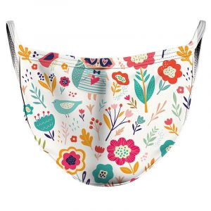 Floral Racoon Reusable Double Layer Cloth Face Mask and Covering