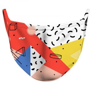 Modern Pastel Bright Throwback Reusable Double Layer Cloth Face Mask and Covering