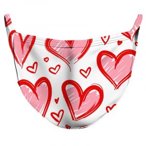 Red Sharpie Hearts Reusable Double Layer Cloth Face Mask and Covering