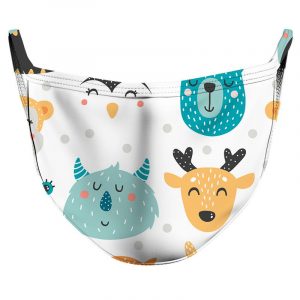Smiling Animals Reusable Double Layer Cloth Face Mask and Covering