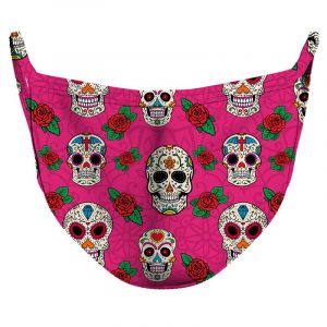 Sugar Skulls & Roses Reusable Double Layer Cloth Face Mask and Covering