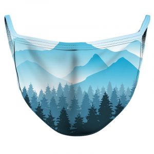 Watercolor Mountains Reusable Double Layer Cloth Face Mask and Covering