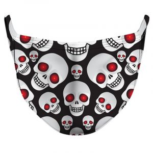 White Skull Red Eyes Reusable Double Layer Cloth Face Mask and Covering